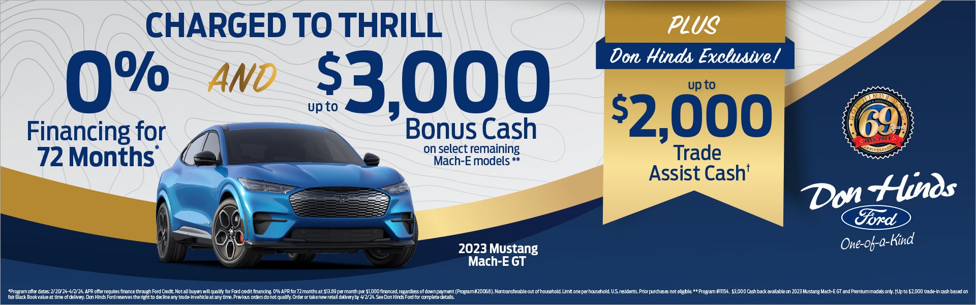 Don Hinds Ford Blue & gold offer Mustang Mac-hE