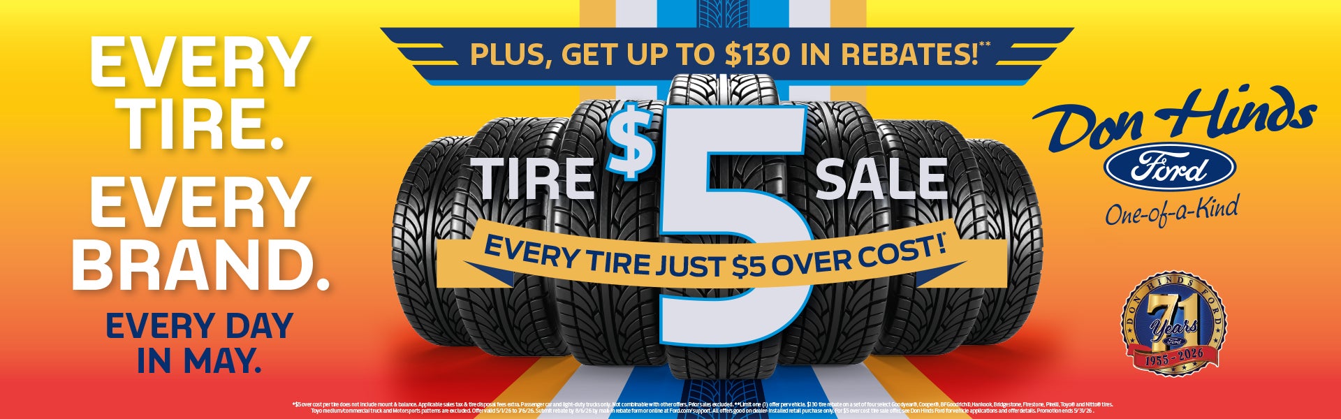 5 Dollar tire sale is back at Don Hinds Ford