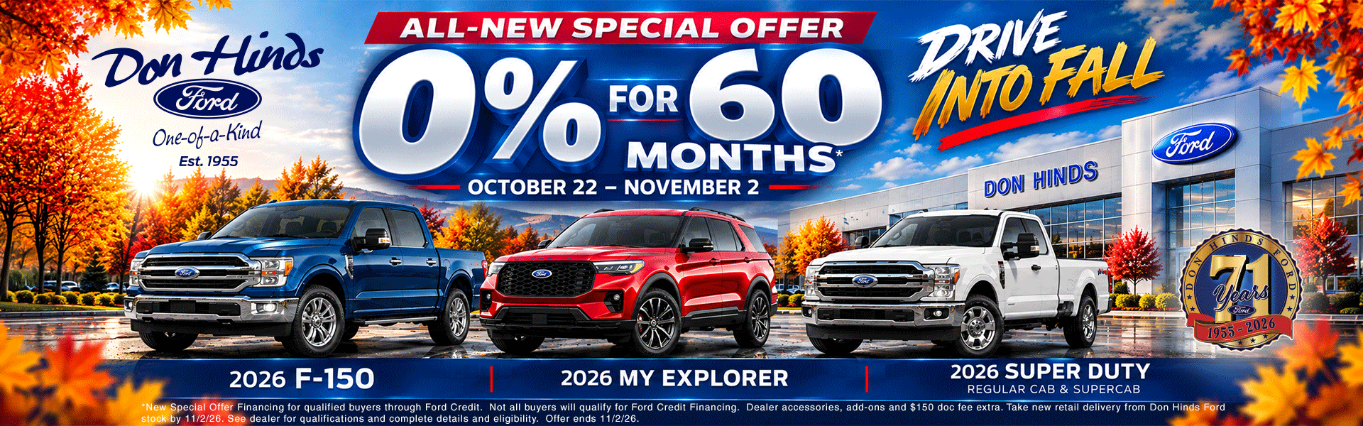 0% Financing on New 2026 F150 My Explorer Super Duty at DHF