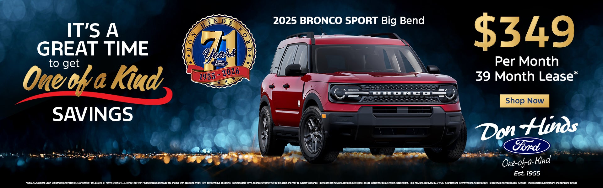 2025 Ford Bronco Sport lease offer at Don Hinds Ford