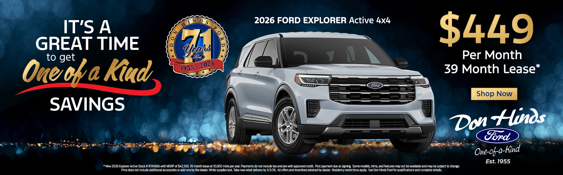 2026 Ford Explorer lease offer at Don Hinds Ford