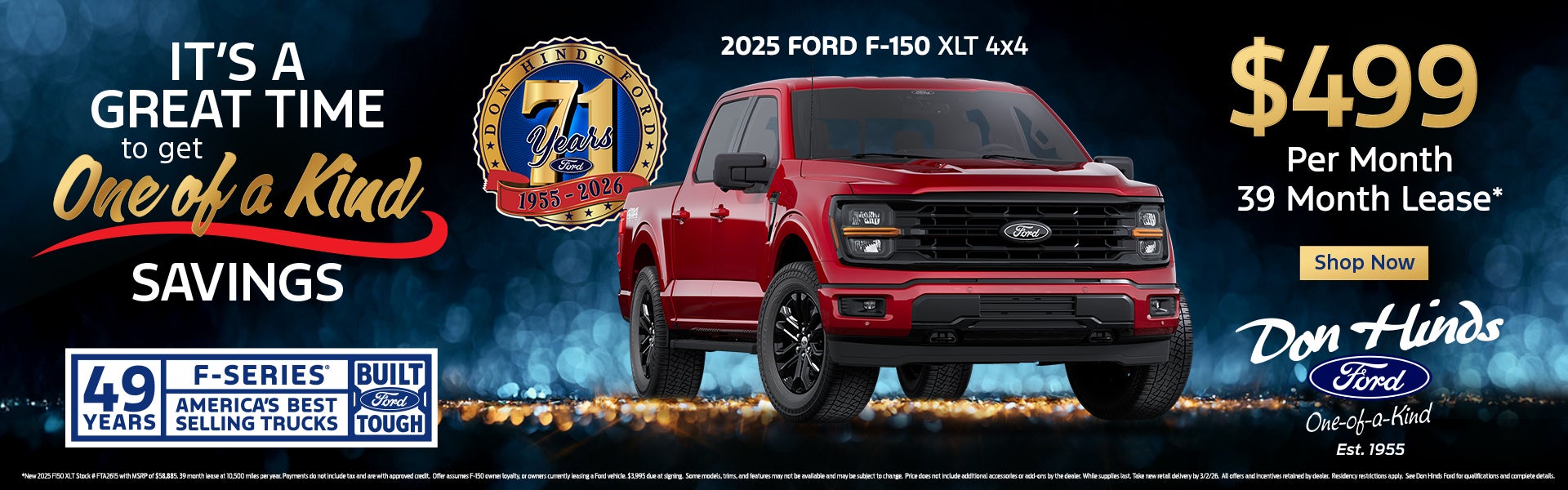 2025 Ford F-150 lease offer at Don Hinds Ford