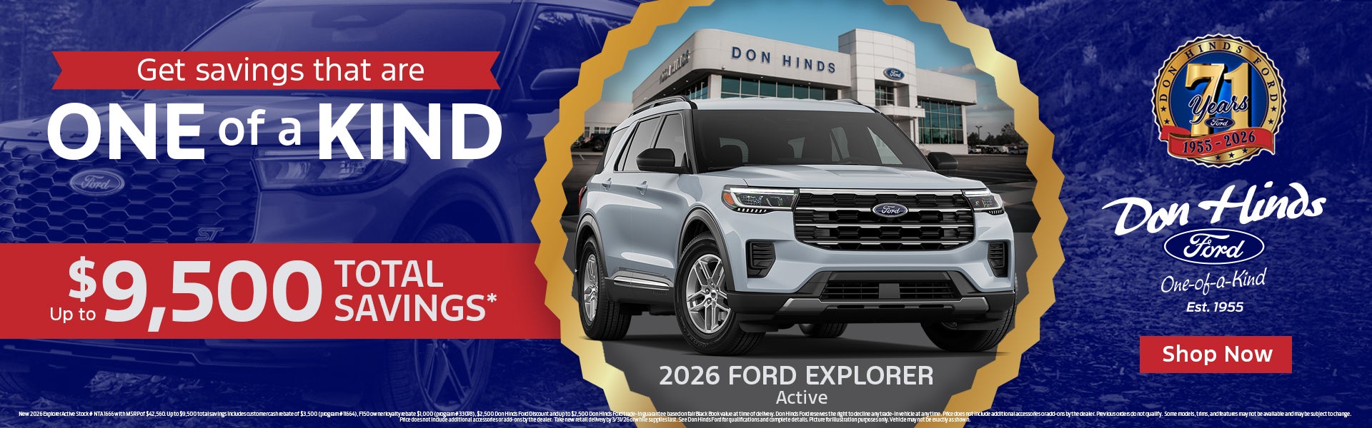 Explorer Active up to $9,500 savings at Don Hinds Ford