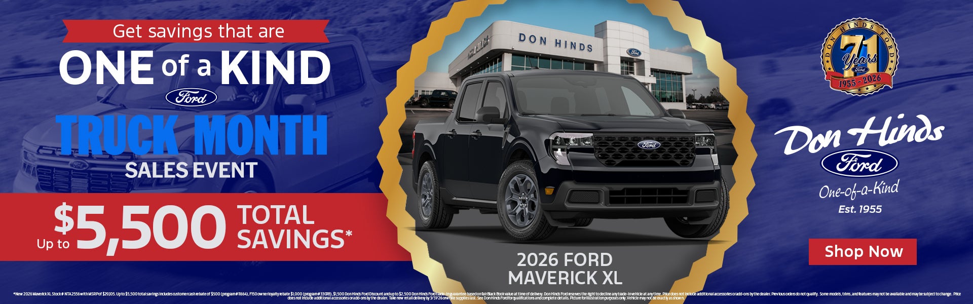 2026 Maverick up to $5,500 in savings at Don Hinds Ford