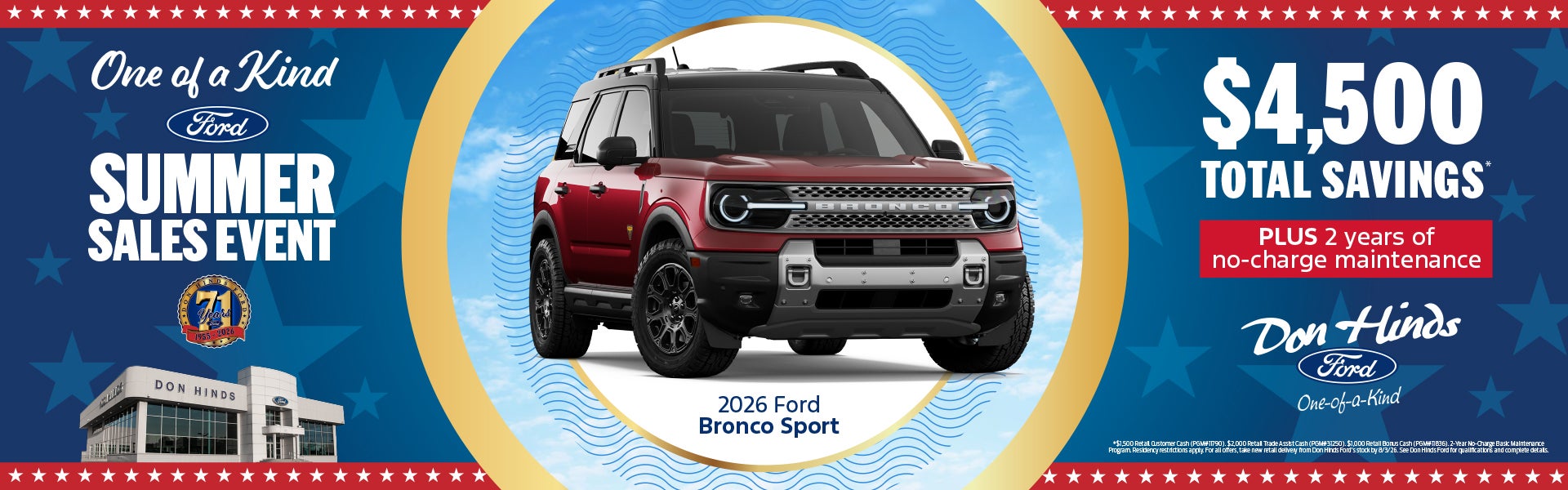 Summer Sales Event at Don Hinds Ford 2026 Bronco Sport