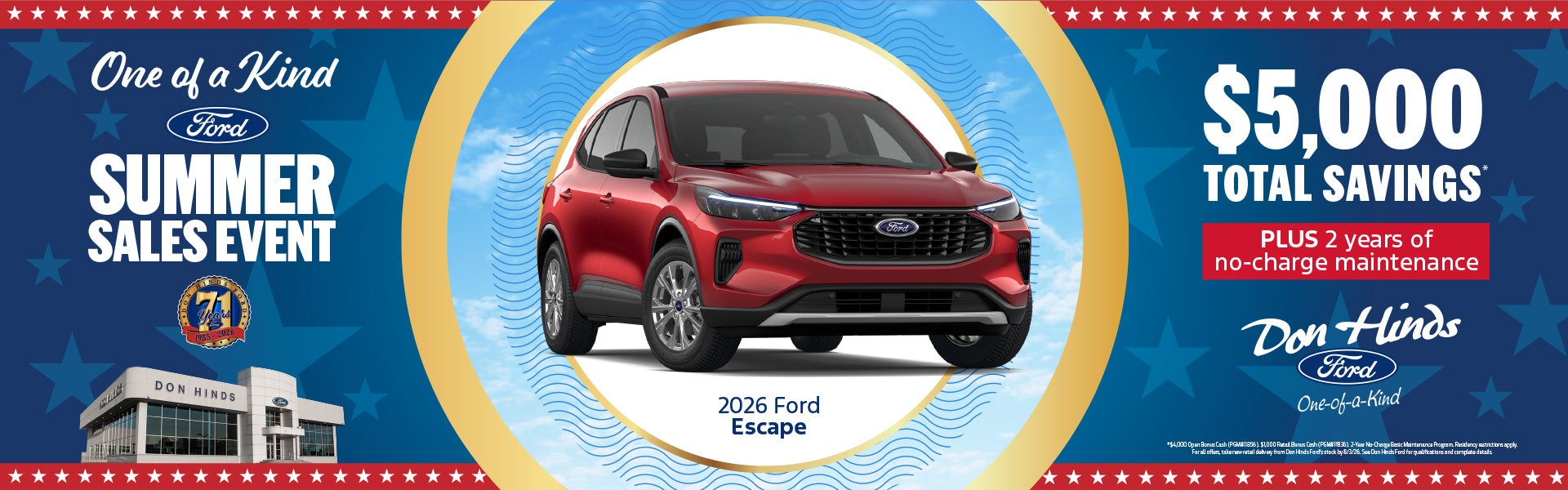 Summer Sales Event at Don Hinds Ford 2026 Escape