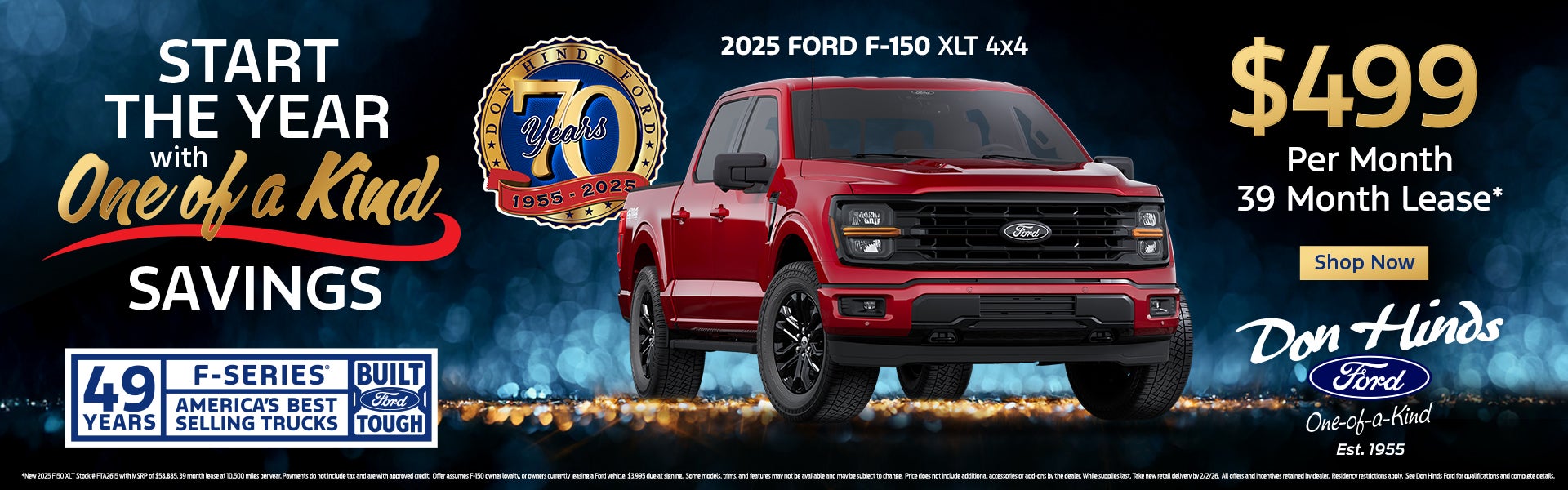 2025 Ford F-150 XLT ad with lease offer
